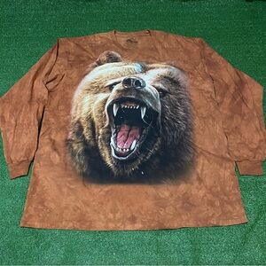 The Mountain Brown Tie-Dye Roaring Grizzly Bear Graphic Tee 3XL